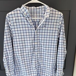 Vineyard Vines Boys Medium Blue and White Checkered Shirt